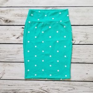 LuLaRoe Cassie Pencil Skirt Teal Polka Dot
